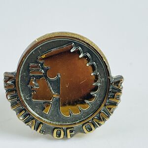 Vintage Mutual of Omaha Pinback Pin Advertising Native American Logo Tie Tack